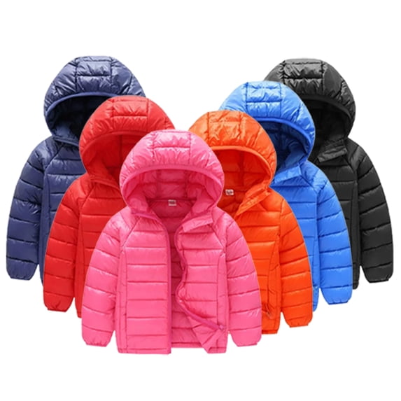 Esaierr Kids Puffer Down Jacket for Boys Girls Light Winter Coats Solid Color Teenagers Down Jacket Unisex Hooded Down Jacket Short Outerwear for 6-13 Years Old