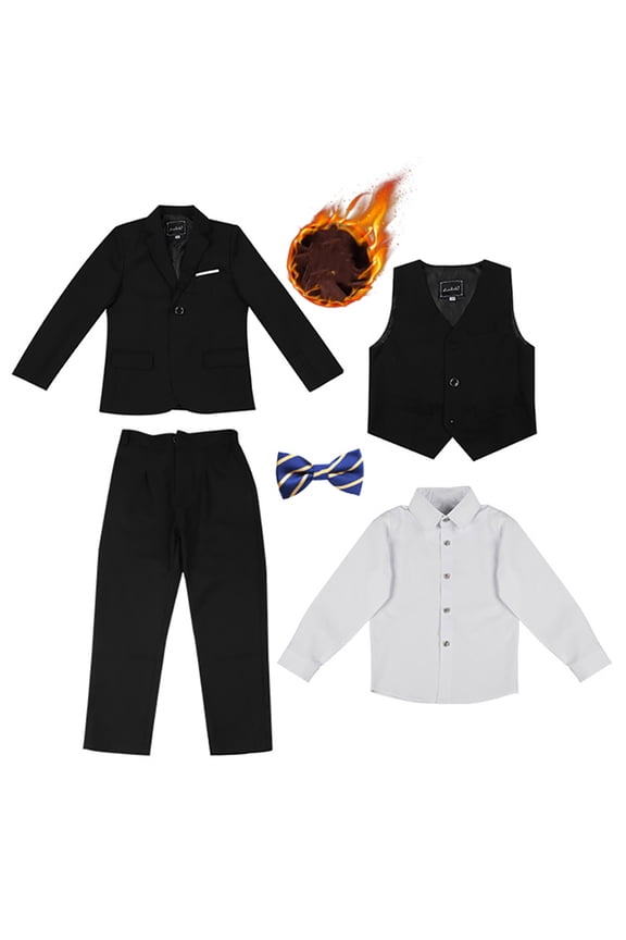 Kids Suit for Boys，Kids 5 PCS Set Fleece Tuxedo Suits for Boys,Youth Boy Formal Tuxedo Suits No Tail Wedding Christening Baptism Outfits for 5-16T