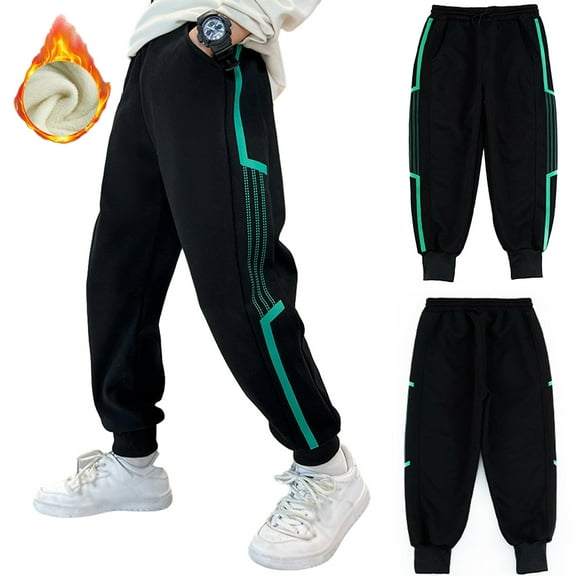 Esaierr Kids Teen Boys Fleece Sweatpants Jogger Pants Fall Winte Sweat Pants Little Big Boys Casual Trousers Elastic Waist Sport Active Pants with Pockets,Sizes 4-14 Years