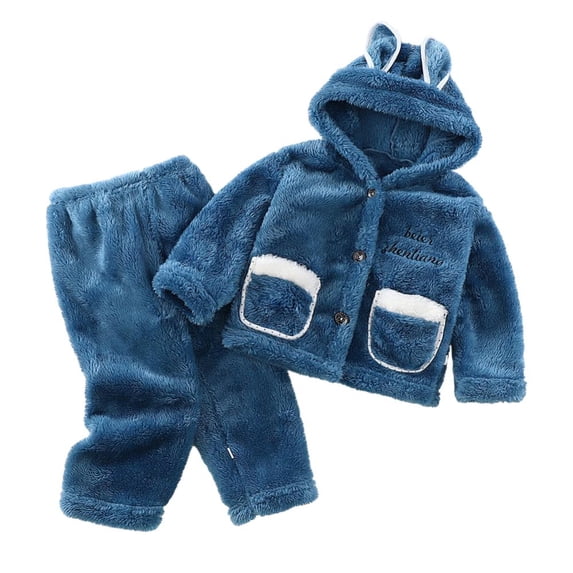 Esaierr Kids Toddler Baby 2pcs Hoodie Bathrobe Pajamas Set,Newborn Rabbit Ears Fleece Robes Pajamas,Toddler Boys Girls Night-Robe