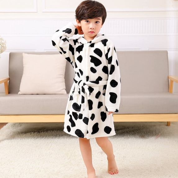 Esaierr Kids Toddler Baby Flannel Robe for Boys Girls Hooded Bathrobe Pajamas Autumn Winter Cartoon Comfortable Warm Robe for 1-10Y