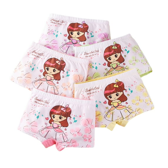 Esaierr Kids Toddler Baby Girls Underwear Big Girls Undies 2-13 Years Toddler Little Girls Cotton Soft Boxer Briefs Panties Cartoon(Pack of 5)