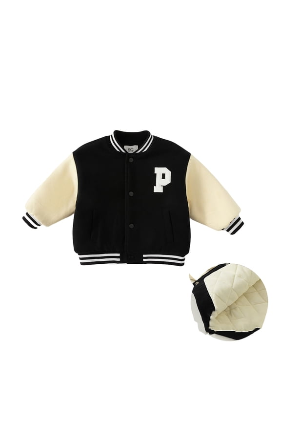 Kids Toddler Baseball Jackets Boys Girls Fit Varsity Jacket Color Blocking Letters Cardigan Fall Winter Coats Lightweight School Baseball Outerwear for 1-8 Years
