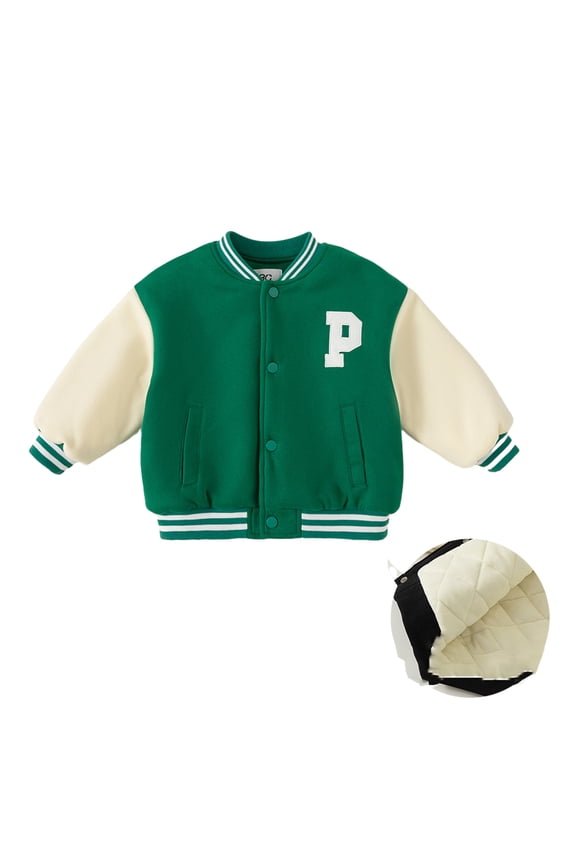 Kids Toddler Baseball Jackets Boys Girls Fit Varsity Jacket Color Blocking Letters Cardigan Fall Winter Coats Lightweight School Baseball Outerwear for 1-8 Years