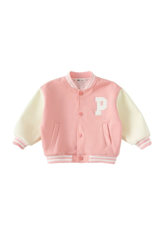 Kids Toddler Baseball Varsity Style School Jackets for 1-8 Years Boys Girls,Spring Fall Blocking Letters Baseball Coats,Baseball Jacket