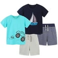 thumbnail image 1 of Esaierr Kids Toddler Boys Clothing Two Piece Set Summer Cotton Embroidery Boys Tees Shorts Outfit for 2-8 Years, 1 of 8