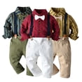 thumbnail image 1 of Esaierr Kids Toddler Boys Dress Suit Baby Infant Boys Gentleman Clothes Sets Bow Ties Shirts + Suspenders Pants Outfits Formal Wedding Outfits for 3M-5Y, 1 of 8