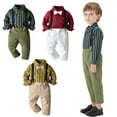 thumbnail image 1 of Esaierr Kids Toddler Boys Dress Suit Baby Infant Boys Gentleman Clothes Sets Bow Ties Shirts + Suspenders Pants Outfits Formal Wedding Outfits for 3M-5Y, 1 of 8