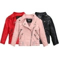 thumbnail image 1 of Esaierr Kids Toddler Boys Girls Leather Jackets New Spring Teen Collar Motorcycle Faux Leather Zipper Lapel Autumn Winter Coats Outwear for 2-14Y, 1 of 8