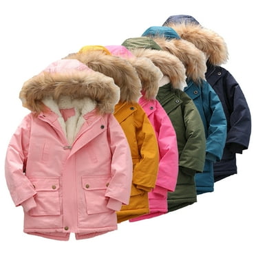 Esaierr Kids Toddler Boys Girls Thicken Hooded Coats Jackets,Puffer Padded Jacket 2-7T Windproof Jacket Baby Fleece Winter Warm Snow Clothes Outwear for Toddler