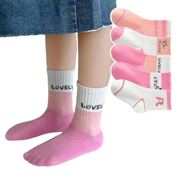 Esaierr Kids Toddler Boys Girls Warm Socks Toddlers Sports and Fun Cotton Crew Socks Baby Thick Cartoon Crew Socks Mid-Tube Thermal Fall Winter Cozy Soft Thick Socks 5 Pairs for 1-12Y