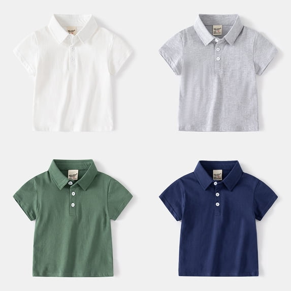 Esaierr Kids Toddler Boys Short Sleeve Polo Shirt Lightweight Summer Cotton Dress Shirts Tees 1-6 Years Boys Lapel Cool T-Shirt for Baby
