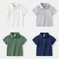 thumbnail image 1 of Esaierr Kids Toddler Boys Short Sleeve Shirt Lightweight Summer Cotton Dress Shirts Tees 1-6 Years Boys Lapel Cool T-Shirt for Baby, 1 of 9