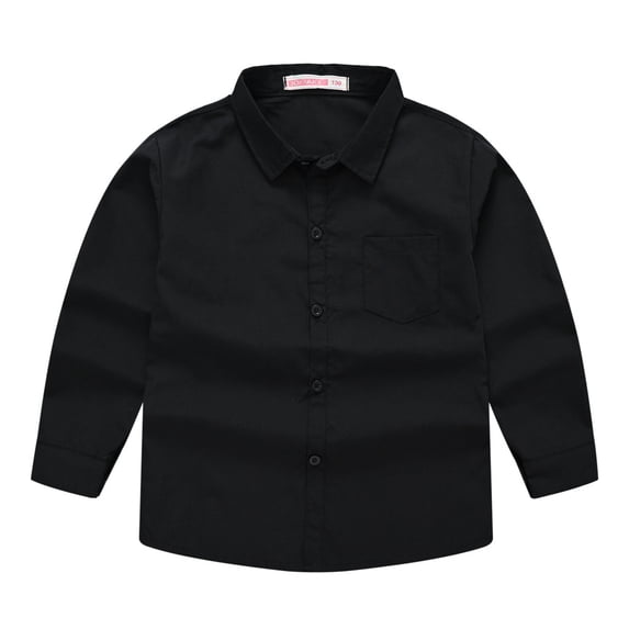 Esaierr Kids Toddler Dress Shirts for Boys Girls Long Sleeve Lapel Shirt with Buttons Spring Fall Solid Color Tops 4-12T