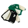 thumbnail image 1 of Esaierr Kids Toddler Fall Winte Baseball Jacket for Boys Girls,Baby Fleece Warm Leisure Boys Outwear Little Boys Girls Thick Color Coded Letter Baseball Suit Coats for 1-8T, 1 of 6