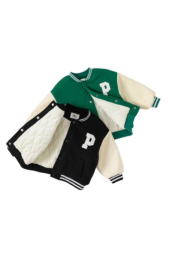 Kids Toddler Fall Winte Baseball Jacket for Boys Girls,Baby Fleece Warm Leisure Boys Outwear Little Boys Girls Thick Color Coded Letter Baseball Suit Coats for 1-8T