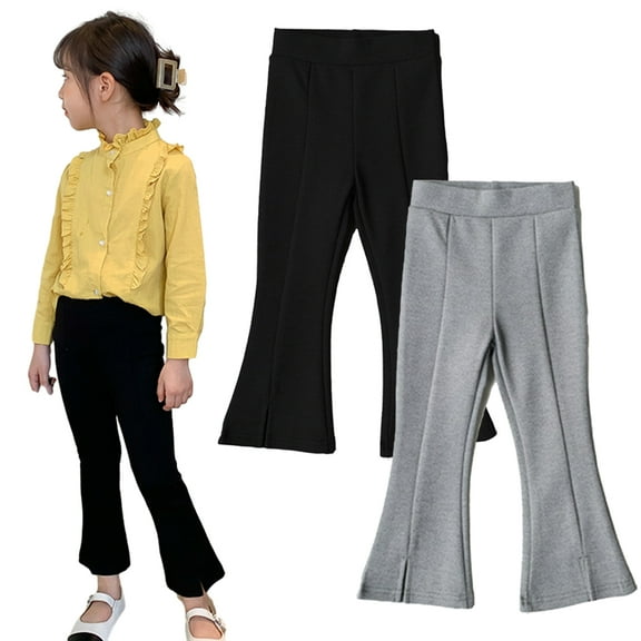 Esaierr Kids Toddler Flare Leggings for Girls Spring 1- 10Y Autumn Bell Bottoms Wide Leg Flare Pants Baby Casual Soft Stretchy Waist Trouser Fashionable Bell Bottom