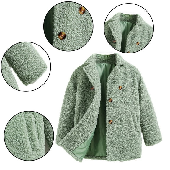 Esaierr Kids Toddler Fleece Outwear for Boys Girls,Baby Fall Winter Warm Jacket Outerwear Little Boys Girls Long Sleeve Button Solid Color Plush Windbreaker Coat,Size 4-8 Years
