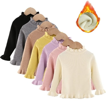 Esaierr Kids Toddler Fleece Sweaters Underlay for Girls,Baby Fall Winter Warm Jumper Bottom Plush Half High Collar Casual Autumn Winter Thermal Pullover Knit,Size 1-5Y