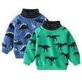 thumbnail image 1 of Esaierr Kids Toddler Fleece Sweatshirt for Boys Long Sleeved Dinosaurs Prints High Collar Pullover Sweatsuit Top Spring Fall Winter Casual Cartoon Sweaters for 1-7Y, 1 of 8