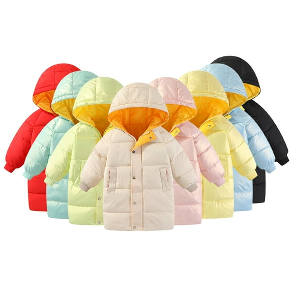 Esaierr Kids Toddler Girls Boys Winter Coat Thicken Warm Jackets Baby Thicken Warm Down Coat Winter Outerwears Baby Mid-Length Hooded Snow Outwear Coat for 3-10 Years