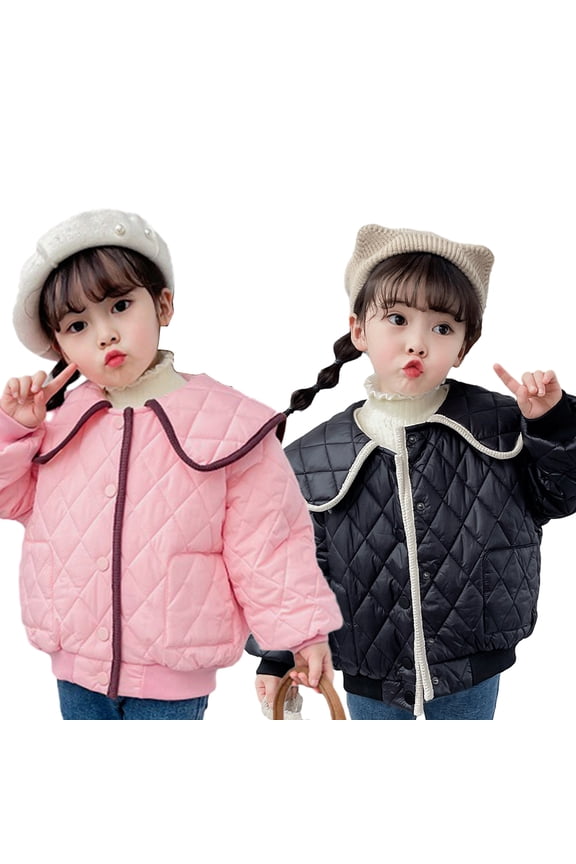 Kids Toddler Girls Coat Kids Winter Warm Jacket Pocket Short fashion Outerwear 3-11Y Baby Long Sleeve Button Solid color Fleece Coat