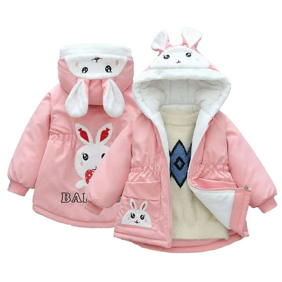 Esaierr Kids Toddler Girls Fleece Outwear 1-8Years Baby Thickened Warm Jacket Top Soft Comfortable Long Sleeve Active Casua Little Girls Zippe Fall Winter Outerwear Coats with Hoods