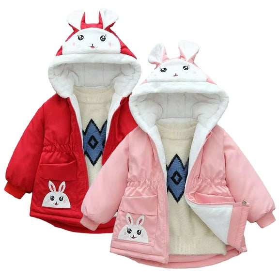 Esaierr Kids Toddler Girls Fleece Outwear 1-8Years Baby Thickened Warm Jacket Top Soft Comfortable Long Sleeve Active Casua Little Girls Zippe Fall Winter Outerwear Coats with Hoods