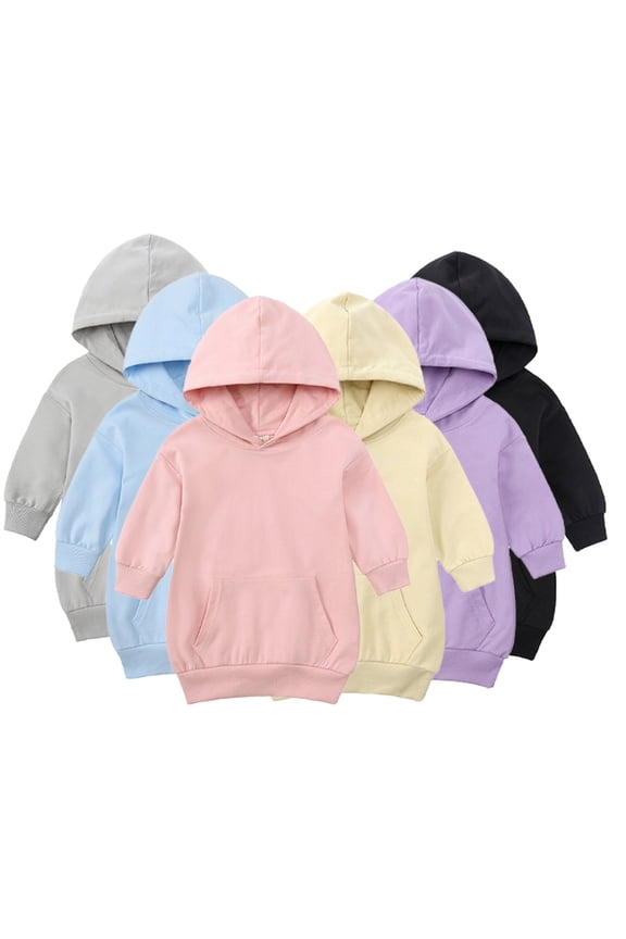 Kids Toddler Girls Hoodies Sweatshirt Spring Fall Hood Mid-Lengt Sweatsuit Baby Long Sleeve Casual Pullover Little Girls Hooded Sweat Top for 1-5Y