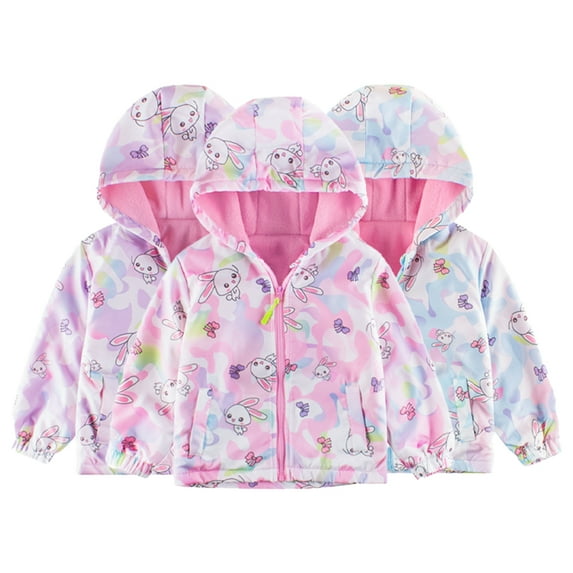 Esaierr Kids Toddler Girls Lightweight Windbreaker Jackets Baby Fall Winter Hooded Jackets Coat Outerwear for 2-8Y