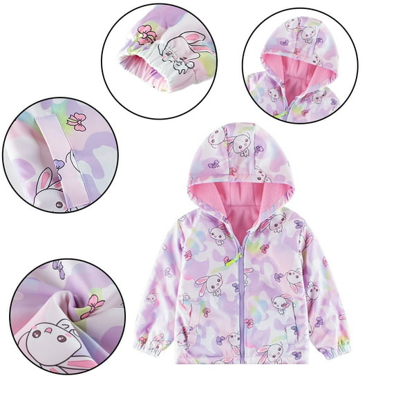 Esaierr Kids Toddler Girls Lightweight Windbreaker Jackets Baby Fall Winter Hooded Jackets Coat Outerwear for 2-8Y
