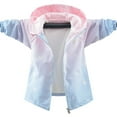 thumbnail image 1 of Esaierr Kids Toddler Girls Long Sleeve Jacket Elastic Cuffs Gradient Color Hooded Casual Windbreakers for 5-12Y Punching Jacket Top Spring Autumn, 1 of 5