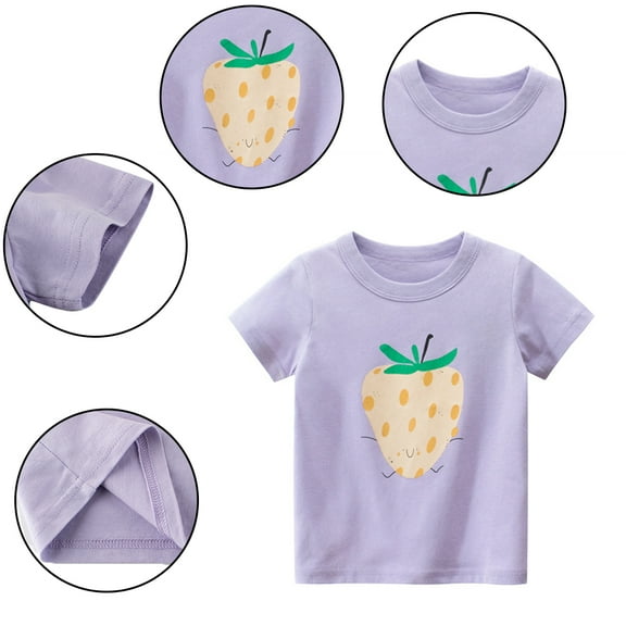 Esaierr Kids Toddler Girls Soft T-Shirt Short Sleeve Tees 1-10Years Baby Summer Soft Cotton TShirts Cartoon Casual T-Shirt,Size1-8T