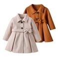 thumbnail image 1 of Esaierr Kids Toddler Girls Trench Coat Baby Long Peacoat Outerwear Little Girls Spring Fall Warm Jacket Solid Color Double Breasted Trench Outerwear for 1-6 Years, 1 of 9