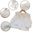 thumbnail image 1 of Esaierr Kids Toddler Girls White Shirt 9M-7Y Baby Button down Double Lapel Flared Sleeves Shirt Spring Fall Lace Little Girls Shirt Infant Shirt for Girls, 1 of 6