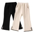 thumbnail image 1 of Esaierr Kids Baby Girls Fleece Flare Pants,1-10Y High Waisted Thick Casual Bell Bottoms for Girls,Solid Color Full Length Soft Kids Winter Leggings, 1 of 8