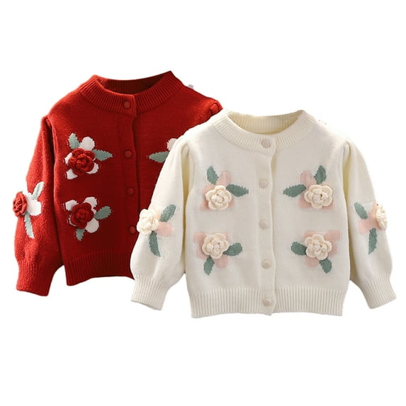 Esaierr Kids Toddler Knitted Sweater Cardigan Coat New Cardigans Jacket Top Baby Newborn Girl Fall Clothes ,Long Sleeve Button-Front Cardigan Sweater Outwear for 9M-6Y