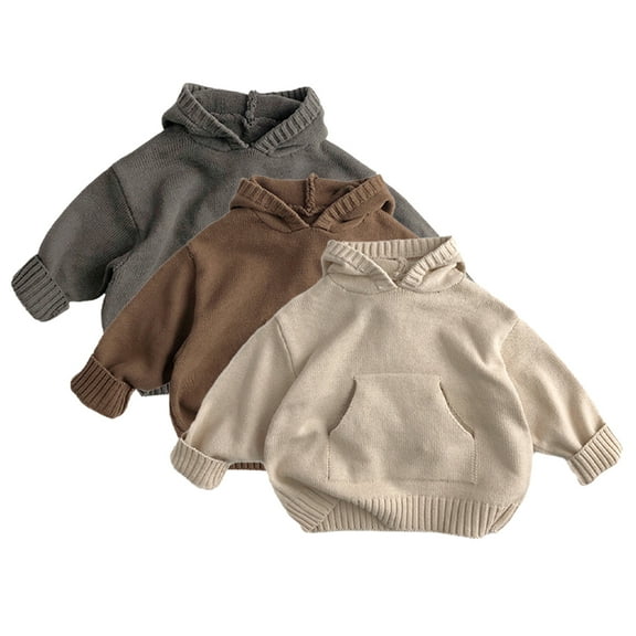 Esaierr Kids Toddler Knitted Sweatshirt for Boys Girls Spring Fall Hoodie Sweatsuit Casual Pullover Long Sleeve Newborn Baby Hooded Knitwear Sweater for 12M-6T