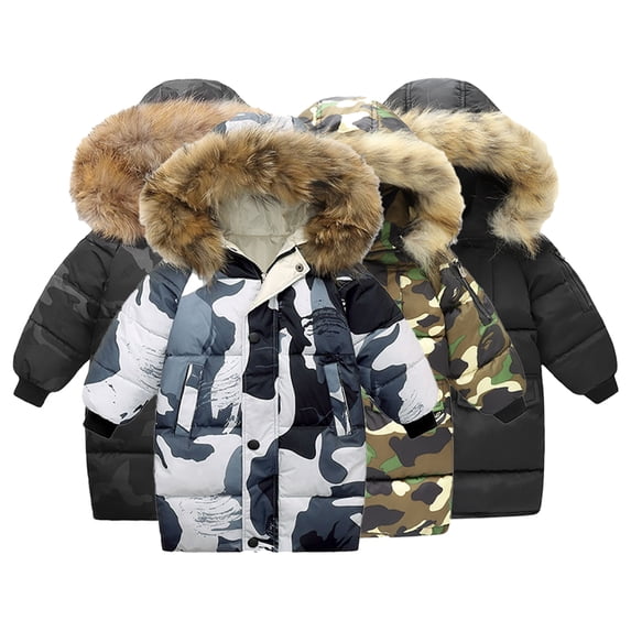 Esaierr Kids Toddler Mid-Length down Jacket for Boys Girls,Baby down Outerwear Autumn Winter Snow Coat Cotton Outwear Casual Puffer Hooded Jacket for 3-12Y