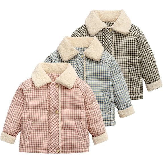 Esaierr Kids Toddler Puffer down Jacket for Boys Girls,Baby Fall Winter Warm Outerwear Lapels, Plaid Thick Snow Coat Little Boys Girls Winter Outerwear ,Size 2-10Y