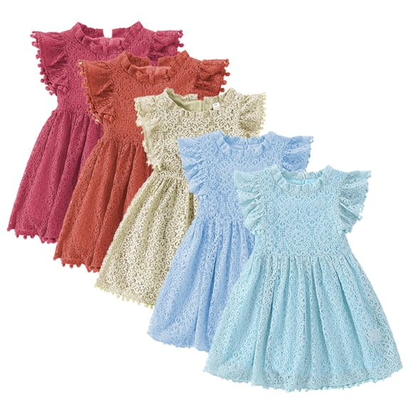 Esaierr Kids Toddler Short Sleeve Dresses for Girls,Baby Summer Princess Dress Newborn Cute A-line Dress Casual Dress Swing Dresses Ruffle Sleeve Dress for 6M-6T