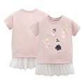 thumbnail image 1 of Esaierr Kids Toddler Short Sleeve Dresses for Girls,Baby Cartoon Princess Dresses Cotton Fashion Casual Round Neck Cartoon Summer Dress for 2-7Years, 1 of 7