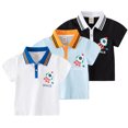 thumbnail image 1 of Esaierr Kids Toddler Short-Sleeve T-Shirt Tops for Boys,Baby T-Shirt Tees Summer Cotton Casual T Shirt Cartoon Printing Soft Breathable Lapel Shirt for 1-8 Years, 1 of 8