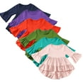 thumbnail image 1 of Esaierr Kids Toddler T-Shirt for Girls，1-6T Baby Solid Color T-Shirt Solid Color Ruffle Sleeve Top Cotton Clothes Spring Summer Flared Sleeve Front Short Back Long Top, 1 of 8