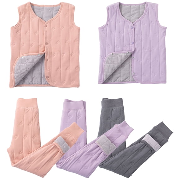 Esaierr Kids Toddler Thermal Cotton Pants Winter Ultra Soft 2-14Y Big Boys Girls Thickened Base Layer+Thickened Warm Vest,Baby Toddler Warm Long Johns