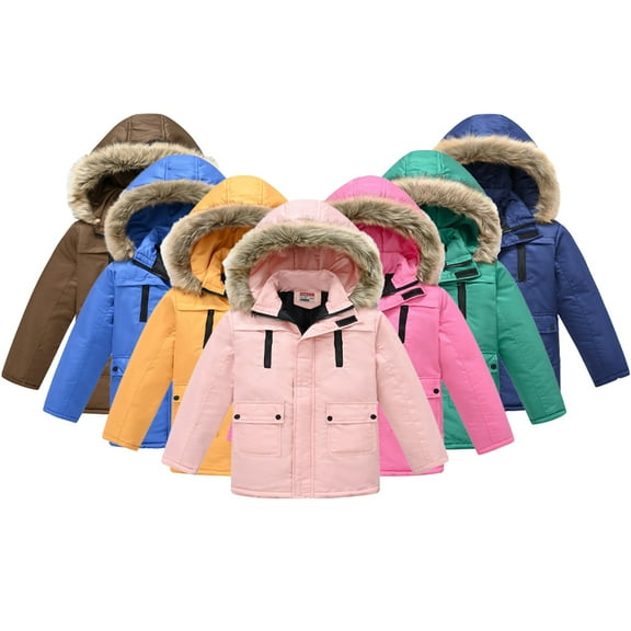 Esaierr Kids Toddler Winter Warm Jacket Snow Coats for Boys Girls,Baby Thick Warm Hoodie Cotton Outwear Cotton Clothes Kid Waterproof Ski Jacket Size 3-12 Years