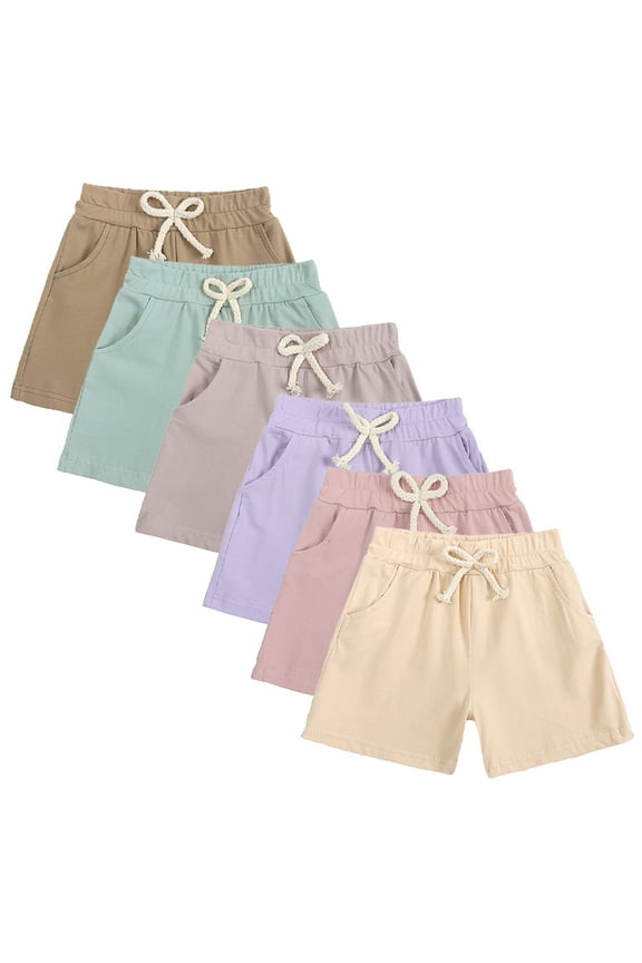 Kids Toddlers Boys Girls Shorts Elastic Waist Summer Casual Short Pants Baby Solid Pants Five-Quarter Pants 9M-5T