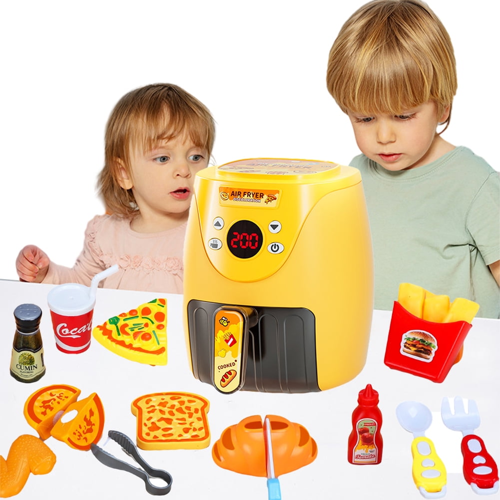 Air Fryer Toy,Kids Kitchen Playset,Toddler Play Kitchen Accessories with  Pretend Light and Sound,Interactive Early Learning Toy,Kids Gift for
