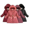 thumbnail image 1 of Esaierr 4-14Y Kids Toddler Girls Winter Jacket Coats Hooded Thick Parka Coats Long Fleece Coats Mid-Length Outerwear Warm Waterproof Snow Jacket with Zippers, 1 of 8
