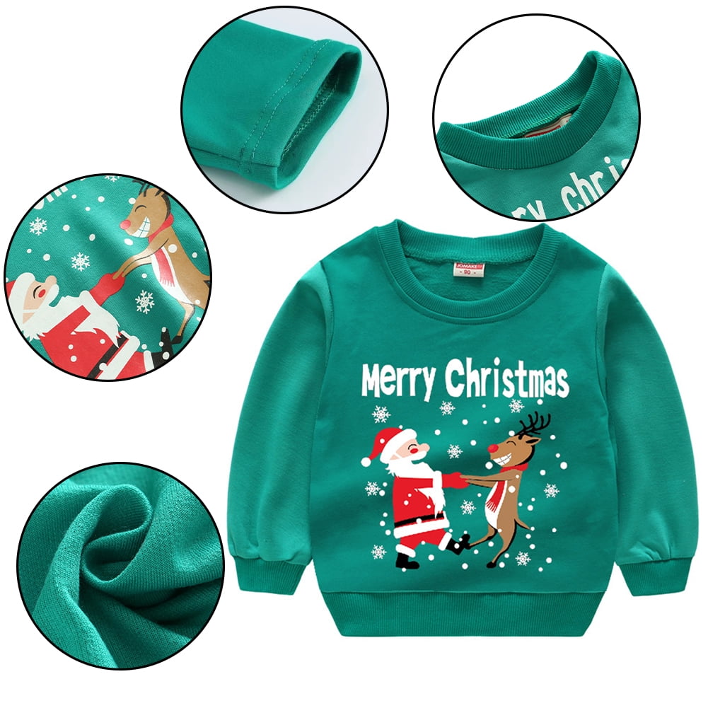 Esaierr Little Boys Girls Christmas Sweatshirt Pullover Ugly Xmas Sweater Santa Reindeer